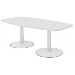 TABLE TONNEAU L200 X P100 / PIED TULIPE  BLANC METAL / BLANC