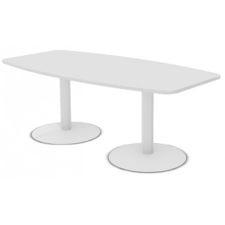 TABLE TONNEAU L200 X P100 / PIED TULIPE  BLANC METAL / BLANC