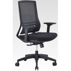FAUTEUIL ERGONOMIQUE GOWER (Montage non inclus – option sur demande) SYNCHRONE DOS FILET ASSISE TISSU NOIR-SUPP.LOMB