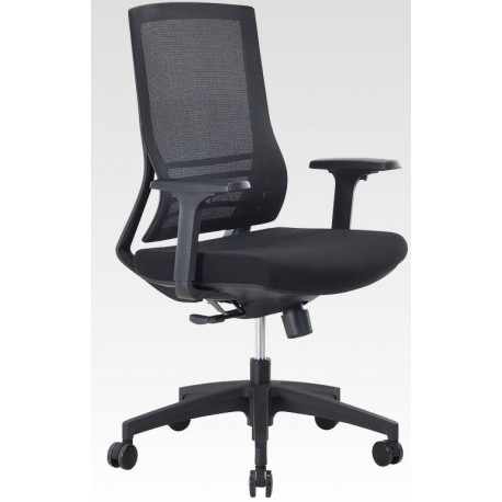 FAUTEUIL ERGONOMIQUE GOWER (Montage non inclus – option sur demande) SYNCHRONE DOS FILET ASSISE TISSU NOIR-SUPP.LOMB
