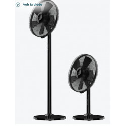 VENTILATEUR SUR PIED ET DE TABLE NOIR 55W 3 MODES 3 VITESSES MINUTERIE 7H ET OSCILLATION ENERGYSILENCE 555 2 en 1 Smart XL