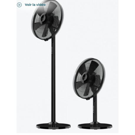 VENTILATEUR SUR PIED ET DE TABLE NOIR 55W 3 MODES 3 VITESSES MINUTERIE 7H ET OSCILLATION ENERGYSILENCE 555 2 en 1 Smart XL