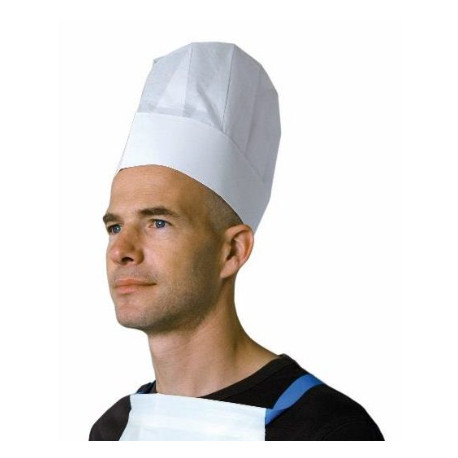 TOQUE PAPIER BLANCHE REGLABLE -23.5 CM- PQT10  -810G/M2 + 38G/M2