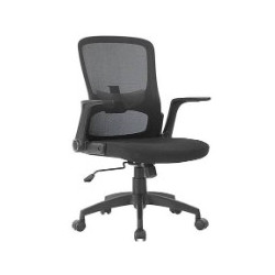 CHAISE BUREAU TISSU NOIR ROTATIVE BASE NYLON MAILLE MAX