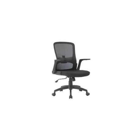 CHAISE BUREAU TISSU NOIR ROTATIVE BASE NYLON MAILLE MAX