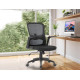 CHAISE BUREAU TISSU NOIR ROTATIVE BASE NYLON MAILLE MAX