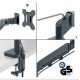 BRAS PORTE 2 ÉCRANS PC LEITZ ERGO Réglage en hauteur : 185 -435 mm pivotement et rotation de l’écran à 180°, inclinaison de +90°