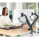 BRAS PORTE 2 ÉCRANS PC LEITZ ERGO Réglage en hauteur : 185 -435 mm pivotement et rotation de l’écran à 180°, inclinaison de +90°