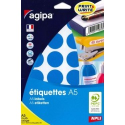 ÉTIQUETTES RONDE D 30MM BLEU POCH. 240 AGIPA 101356