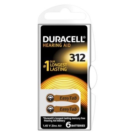 PILE AUDITIVE DURACELL EASY TAB 312 BOITIER 6 PILES 96077573