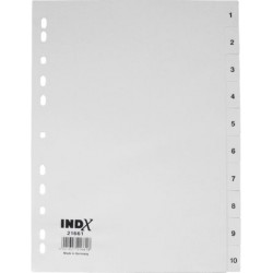 INTERCALAIRE NUMERIQUE POLYPRO 12/100ECART.MOYEN( GRIS  1-10  FT A4 INTROPA