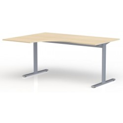 Bureau compact asymétrique 90° L 160 cm Retour gauche Chêne clair piétement Alu