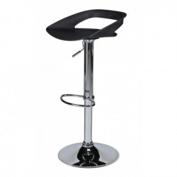 PRET TABOURET TAHO COQUE POLYPRO NOIR-PIED TULIPE ACIER CHROMÉ-REGL.HAUTEUR