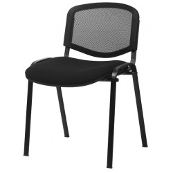 CHAISE EMPILABLE ASSISE TISSU DOS FILET NOIR