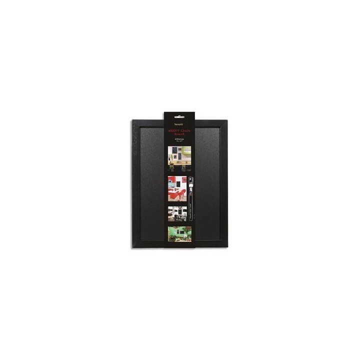 ARDOISE MURALE WOODY NOIRE 30 x 40 CM + FEUTRE CRAIE BLANC ...