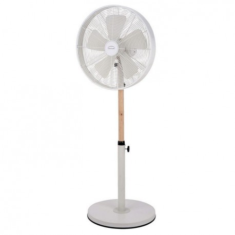 VENTILATEUR BLANC SUR PIED 40CM PIED BOIS