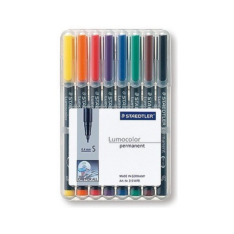 STAEDTLER BOX 8 FEUTRES LUMOCOLOR PERMANENT SUPERFIN ASSORTIS