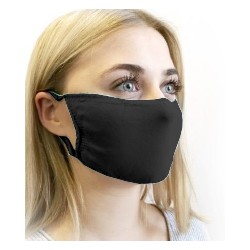 MASQUE TISSU NOIR LAVABLE /ELASTIQUE  *PQT10* +NOTICE UNS1+OEKO TEX