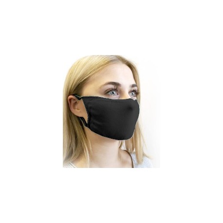 MASQUE TISSU NOIR LAVABLE /ELASTIQUE  *PQT10* +NOTICE UNS1+OEKO TEX