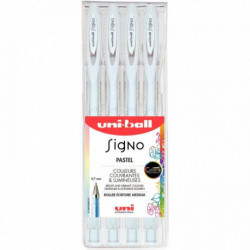 STYLOS SIGNO FANTASTIC GEL PASTEL POCHETTE DE 4 BLANC UM120AC/4 BL