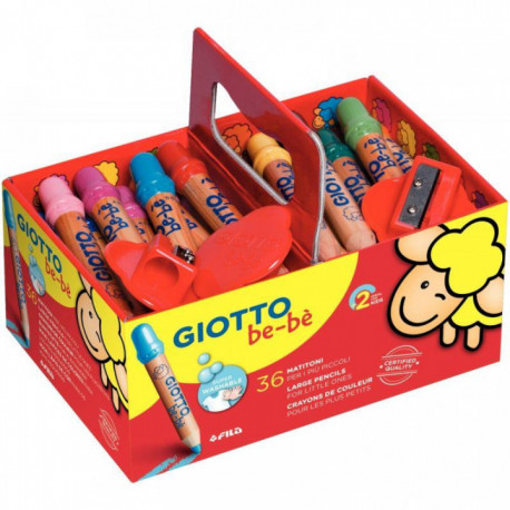 SCHOOLPACK 36 CRAYONS GIOTTO BEBE + 3 TAILLE CRAYONS