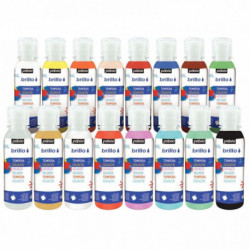 GOUACHE BRILLANTE CARTON DE 16 FLACONS DE 150ML BRILLO COULEURS ASSORTIES