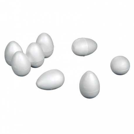 OEUFS BLANCS EN STYROPOR 40X60MM LOT DE 25