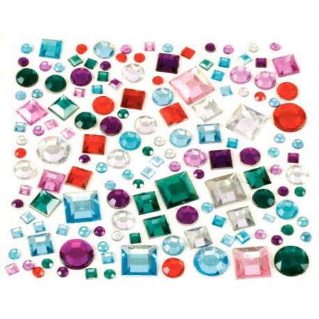 PIERRES DÉCORATIVES EN PLASTIQUE À COLLER *SACHET DE 800* FORMES GÉOMÉTRIQUES AS