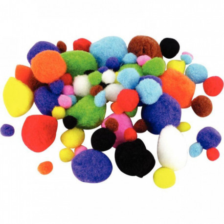 POMPONS TAILLES ET COULEURS ASSORTIES SACHET DE 300