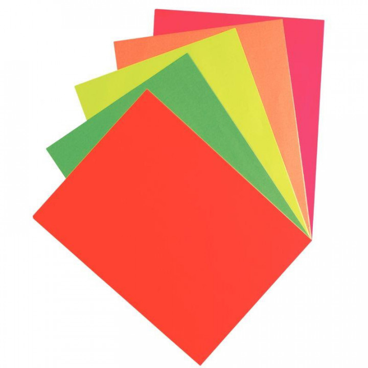 Feuillets autocollants, 3 x 3 (75 x 75mm), 400 feuilles, 5 couleurs fluo  assorties - Moustache®