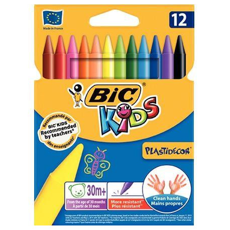 CRAYONS PLASTIDÉCOR FORME RONDE POCHETTE DE 12 COULEURS ASSORTIES