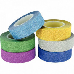 RUBANS ASHÉSIFS GLITTER *PQT6* 15MM X 10 M/ROULEAU L910000