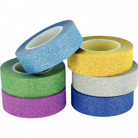 RUBANS ASHÉSIFS GLITTER *PQT6* 15MMx10M / ROULEAU L910000