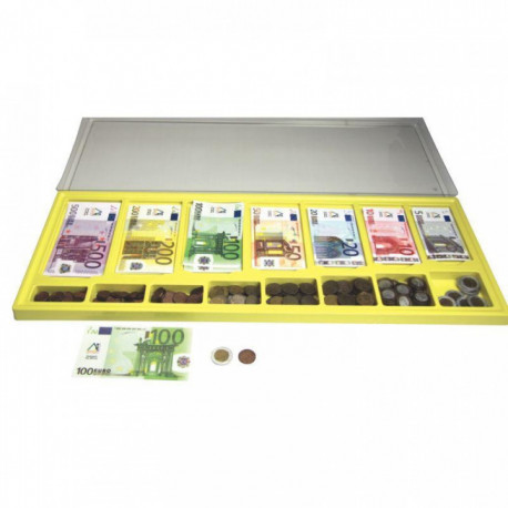 COFFRET MONNAIE EURO, 130 BILLETS ET 160 PIÈCES, EN COFFRET DE RANGEMENT PLASTI