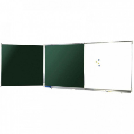 TRIPTYQUE NF EMAILLE BLANC/VERT 100x400CM OUVERT POLYVISI