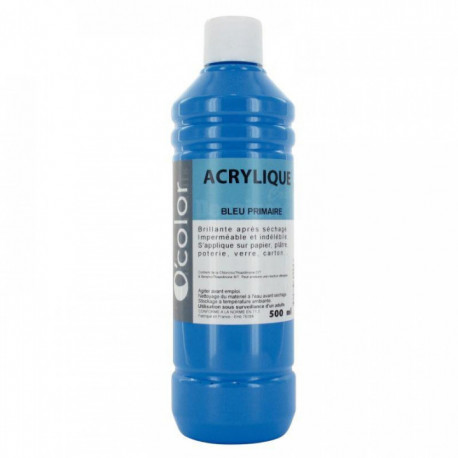 FLACON DE 500 ML DE PEINTURE ACRYLIQUE BRILLANTE COLORIS BLEU