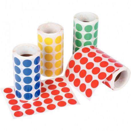 GOMMETTES RONDES DIAM 20MM BOITE 4 ROULEAUX ASSORTIS JOBLROVR APLI 013793