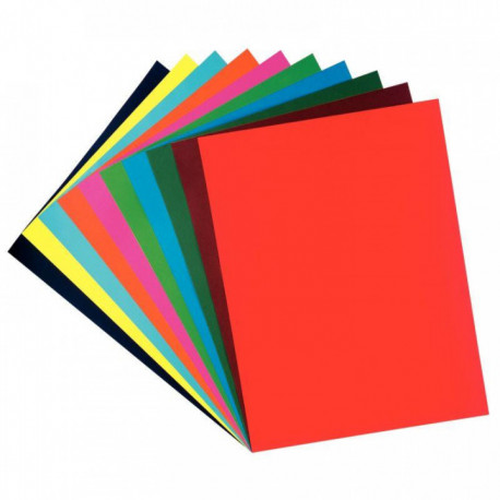 PAQUET DE 50 FEUILLES CARTOLINE 50 X 65 CM 130 G COULEURS ASSORTIES