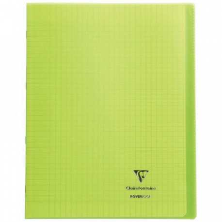 CAHIER PIQÛRE 96 PAGES 24X32 CM KOVERBOOK, SEYÈS 90G COUVERTURE EN POLYPROPYLÈNE, VERT