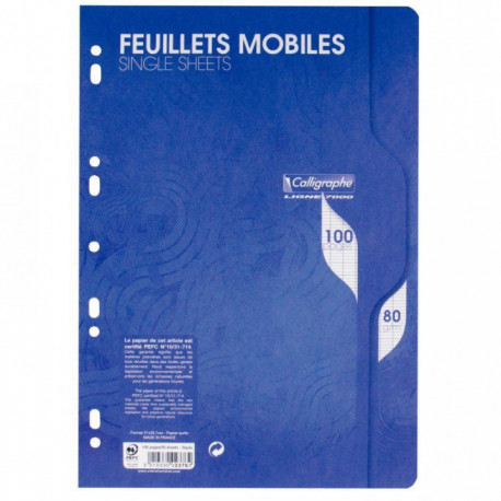 FEUILLETS MOBILES  *PQT50* (100 PAGES) FORMAT 21X29,7 CM SÉYÈS 80G BLANC