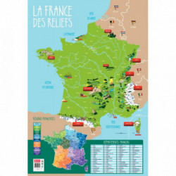 POSTER PÉDAGOGIQUE EN PVC 76X52CM, RELIEF ET FLEUVES