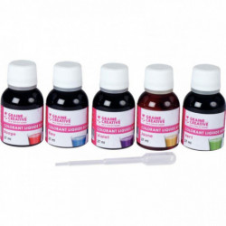 LOT DE 5 FLACONS DE 27ML DE COLORANT LIQUIDE POUR BOUGIE