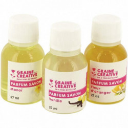 LOT DE 3 FLACONS 27ML DE PARFUMS POUR SAVON, ASSORTIMENT N°2