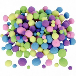 SACHET DE 200 POMPONS PASTEL ASSORTIS