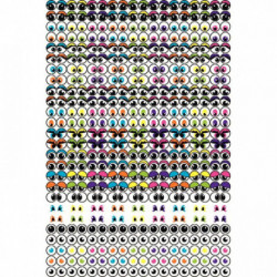 POCHETTE DE 594 GOMMETTES YEUX ADHÉSIVES ASSORTIES, REPOSITIONNABLES