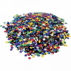 POT DE 178 GRAMMES DE SEQUINS RONDS INCURVÉS, PERFORÉS DIAMÈTRE 7 MM, ASSORTIS