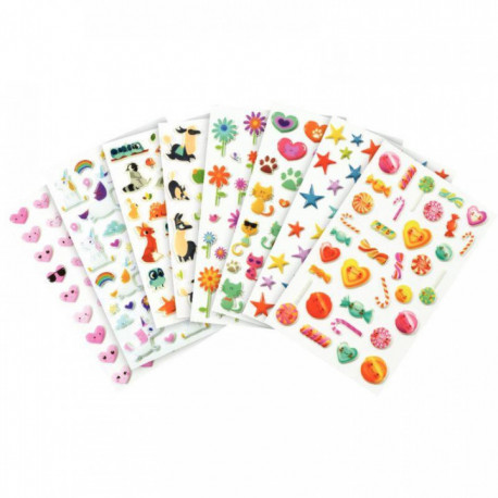 POCHETTE DE 294 STICKERS DÉCO 3D COOKY THÈME FANTAISIE