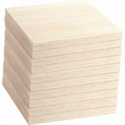 LOT DE 10 PLANCHES EN BALSA DIMENSIONS 10 X 10 CM AVEC 10 MODÈLES À RÉALISER