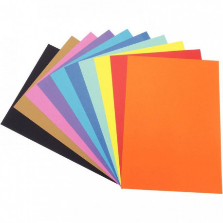 BLOC DE 20 FEUILLES DE PAPIER COULEUR 21X29,7CM 120G 10 TEINTES VIVES ASSORTIES