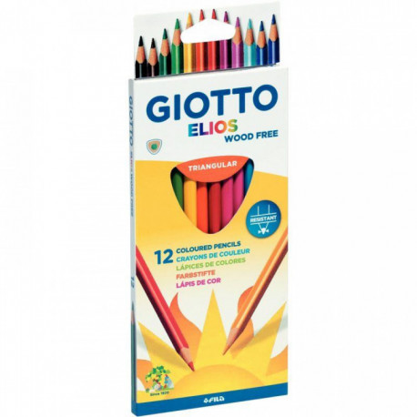 ETUI DE 12 CRAYONS DE COULEUR ELIOS  WOOD FREE  ASSORTIS